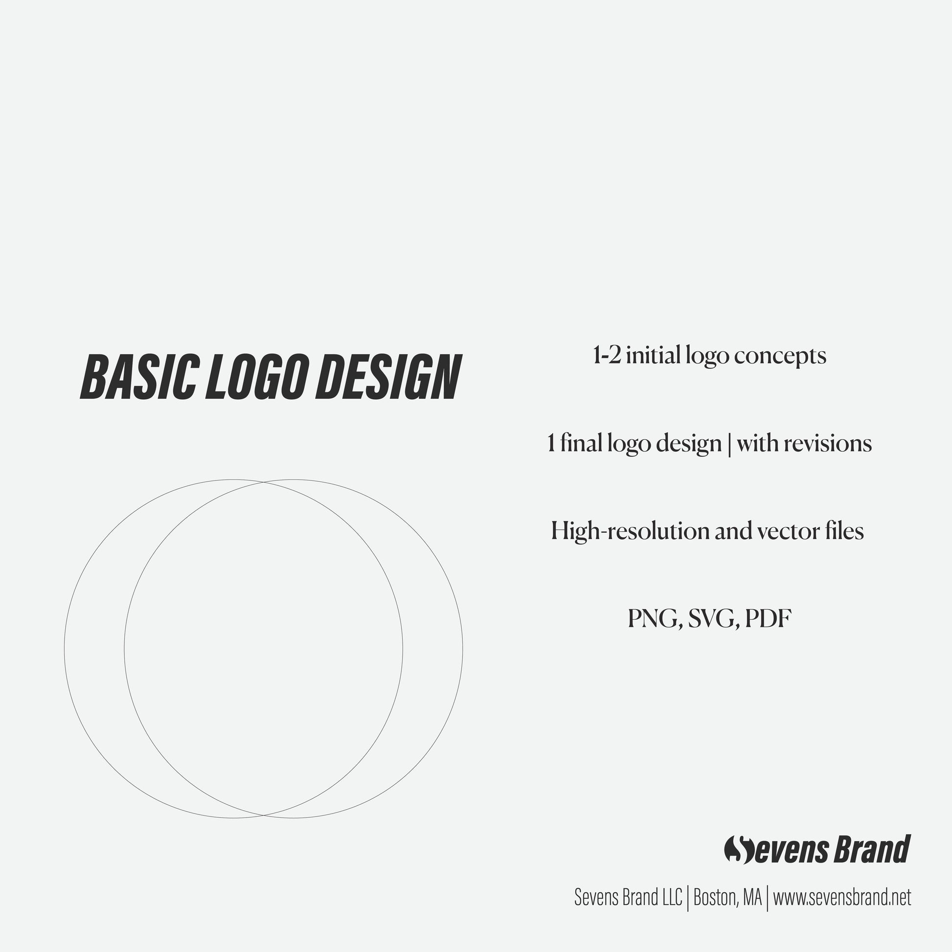 Basic logo design services offered by Sevens Brand on a white background