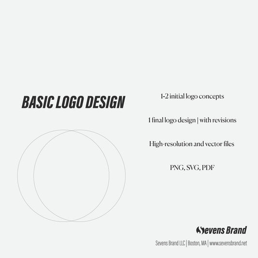Basic logo design services offered by Sevens Brand on a white background